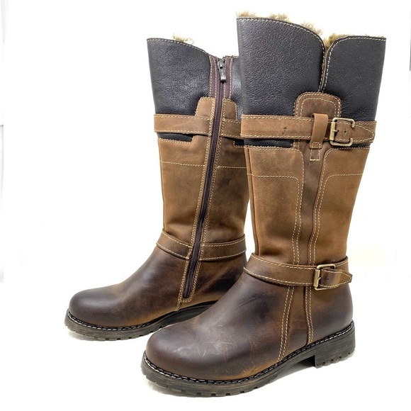 V-Italia - Alps 1072 - Brown tall leather shearling lined winter boots - Picture 2 of 9